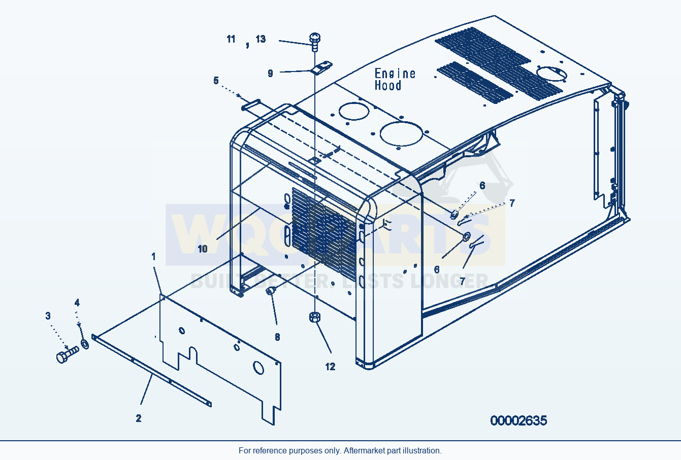 Komatsu WA250-5 Hood (Bulk Head) Serial H50051 - UP parts diagram