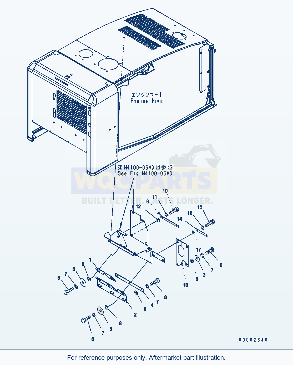 Komatsu WA250-5 Hood (Duct Shhet) parts diagram