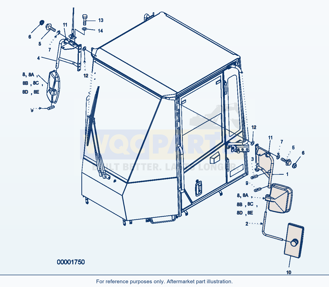 Komatsu WA250-5 Mirror parts diagram