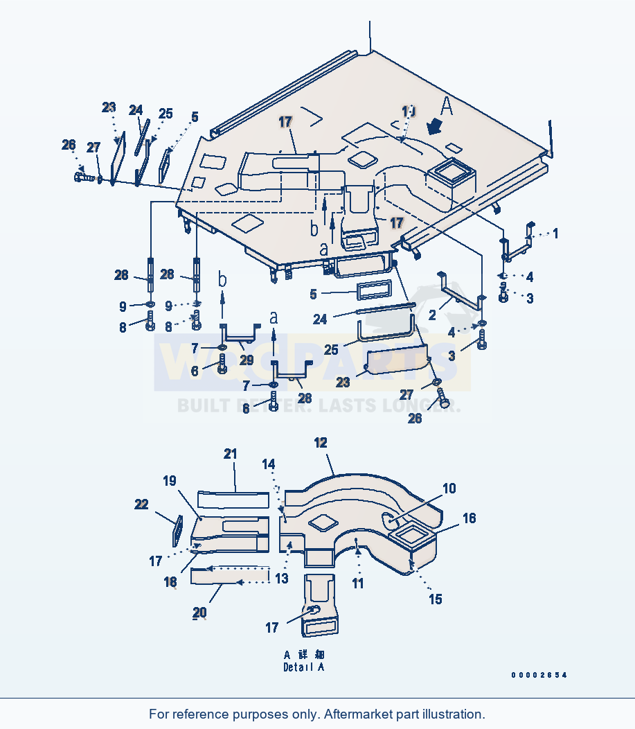 Komatsu WA250-5 Air Conditioner Duct (Floor Duct) parts diagram