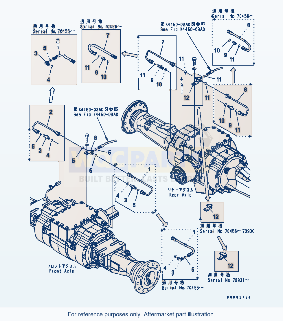 Komatsu WA250-5 Brake Piping parts diagram