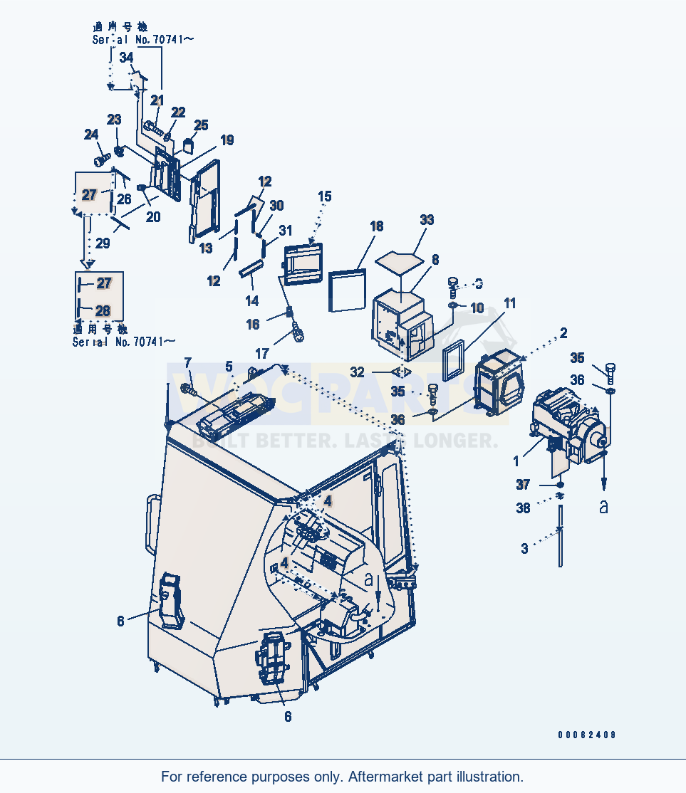 Komatsu WA250-5 Floor (Air Conditioner) parts diagram