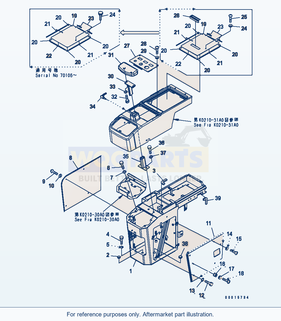 Komatsu WA250-5 Floor (Console Box) (R.H.) (For Canopy) parts diagram