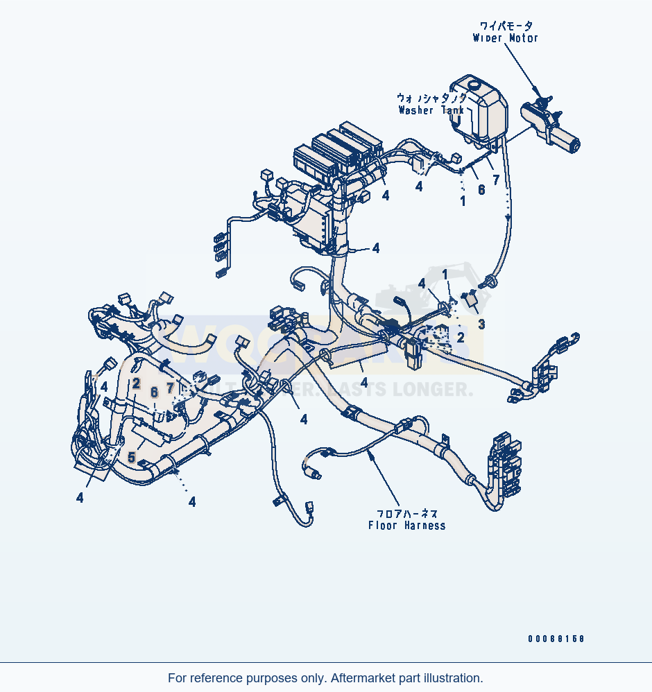Komatsu WA250-5 Floor (Washer Hose)(#72590-) parts diagram