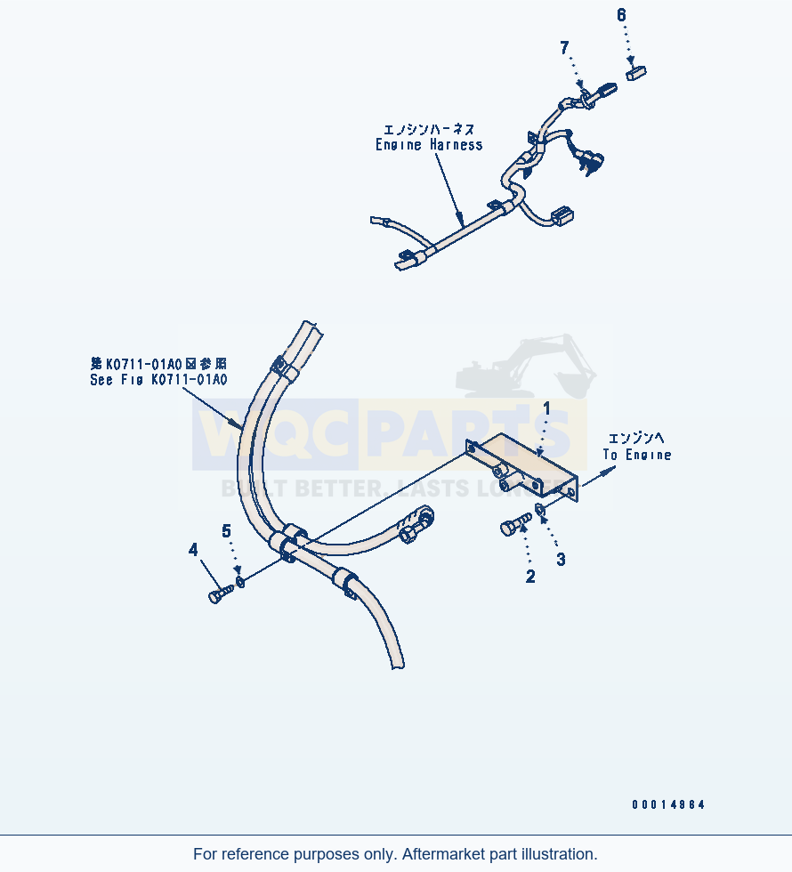 Komatsu WA250-5 Heater Piping (Bracket) parts diagram