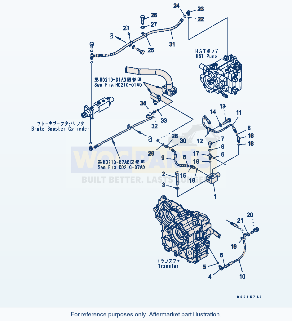 Komatsu WA250-5 Inching Control parts diagram