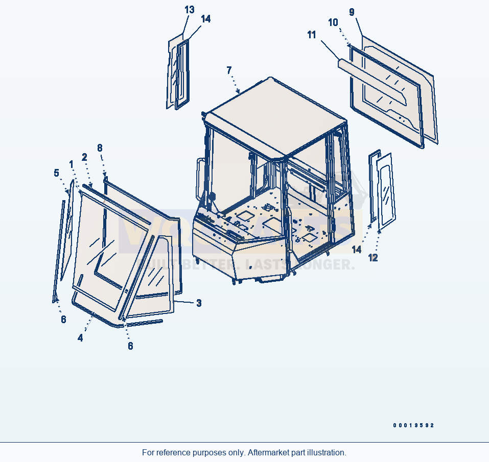 Komatsu WA250-5 Rops Cab (Body, Glass) parts diagram