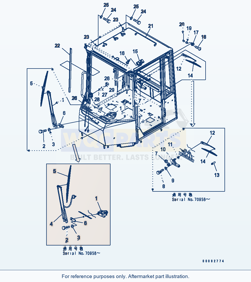 Komatsu WA250-5 Rops Cab (Wiper) parts diagram