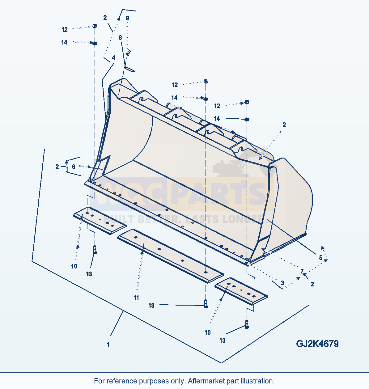 Komatsu WA250-5 Bucket 2.3m³ (With B.O.C.) parts diagram