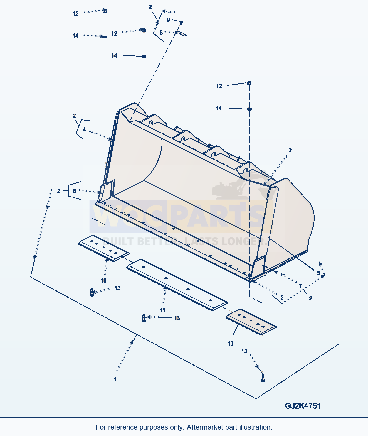 Komatsu WA250-5 Bucket 2.5m³ (With B.O.C.) parts diagram