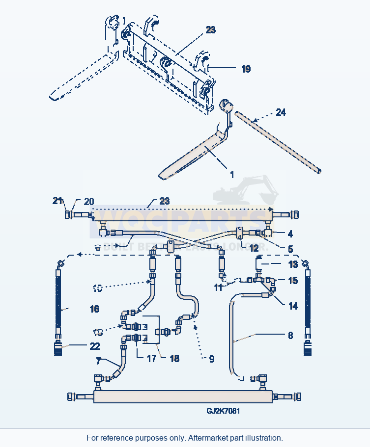 Komatsu WA250-5 Palette Fork (Cranked) parts diagram