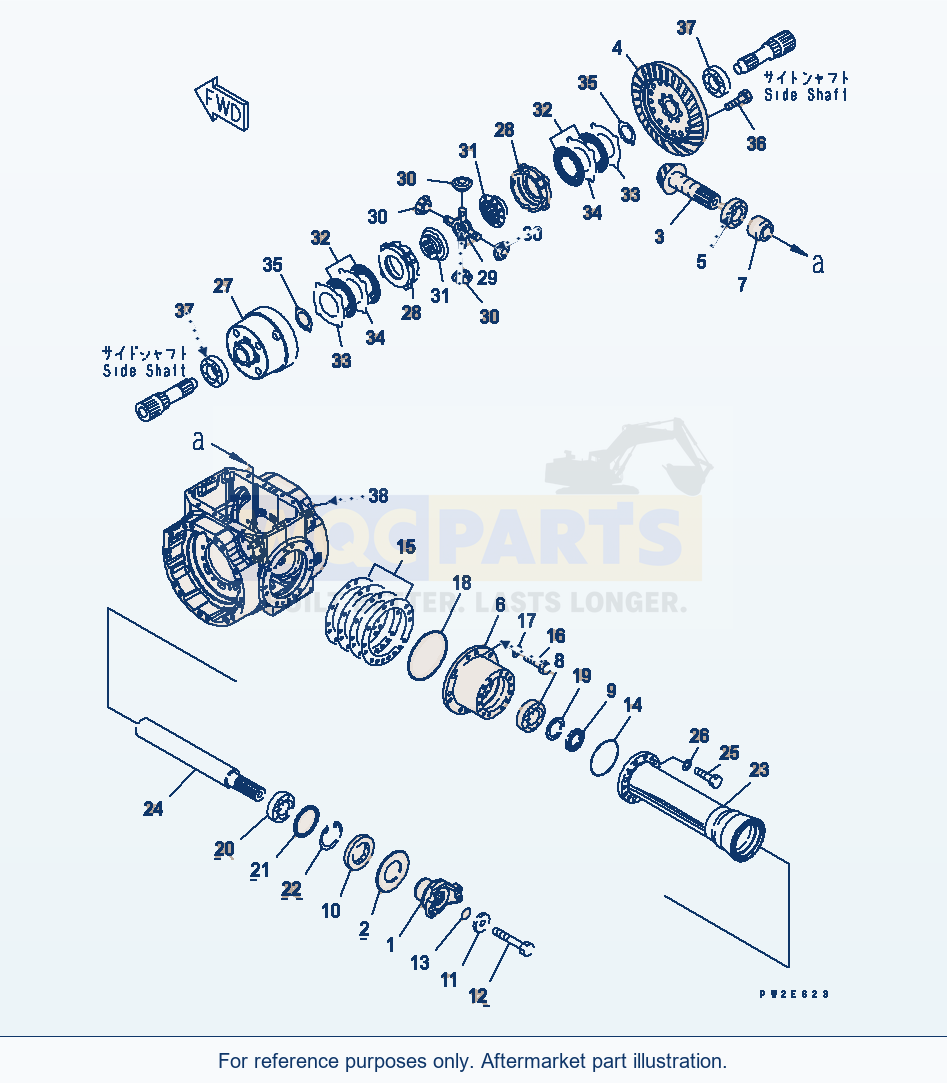 Komatsu WA250-5 Front Axle (Differential) (Lsd) parts diagram