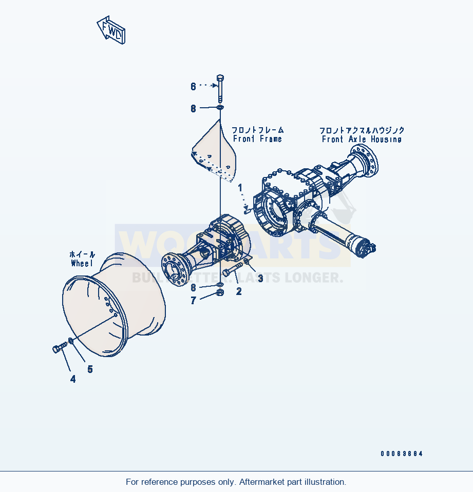 Komatsu WA250-5 Front Axle (Mounting Parts) parts diagram