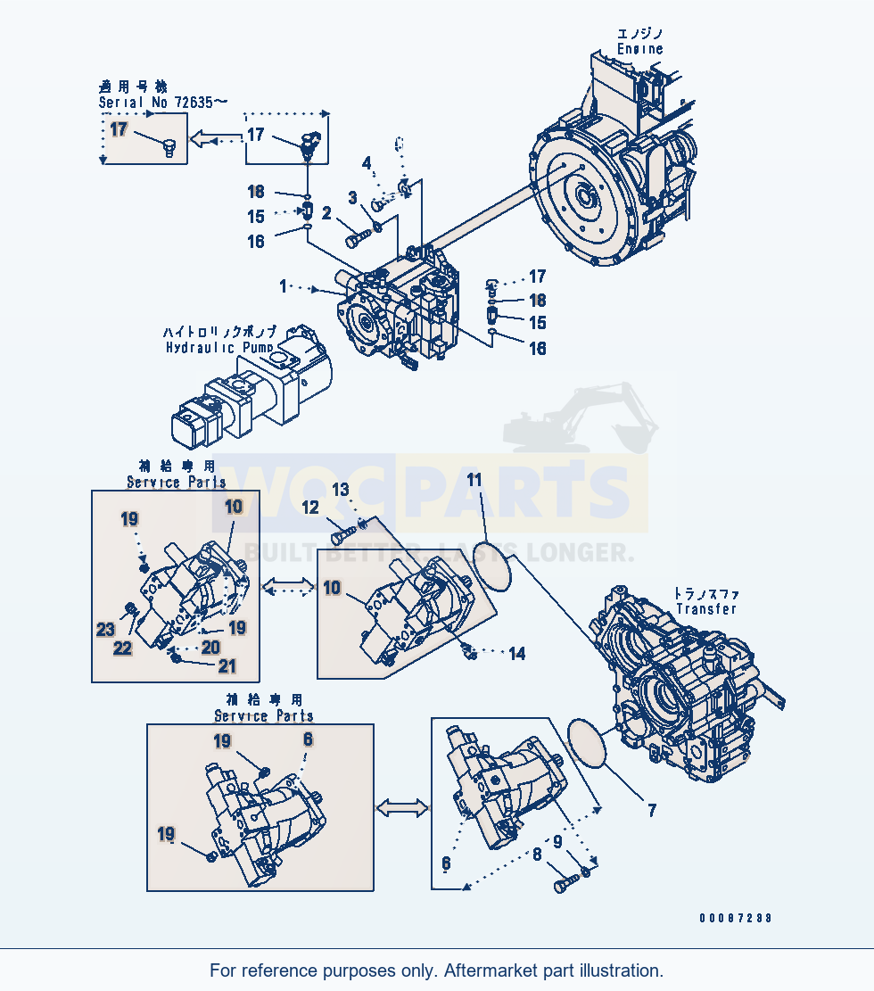Komatsu WA250-5 Hst Pump(#70001-72749) parts diagram