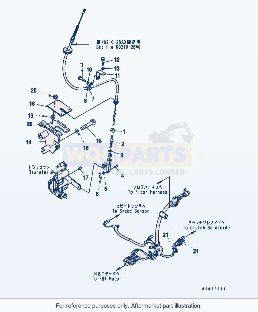Komatsu WA250-5 Parking Brake Control Serial 70001-UP parts diagram