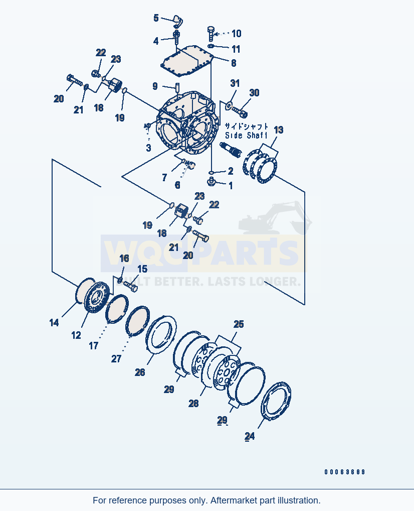 Komatsu WA250-5 Rear Axle (Cover And Brake) parts diagram