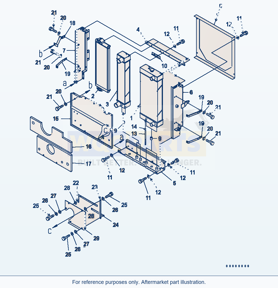 Komatsu WA250-5L Radiator parts diagram