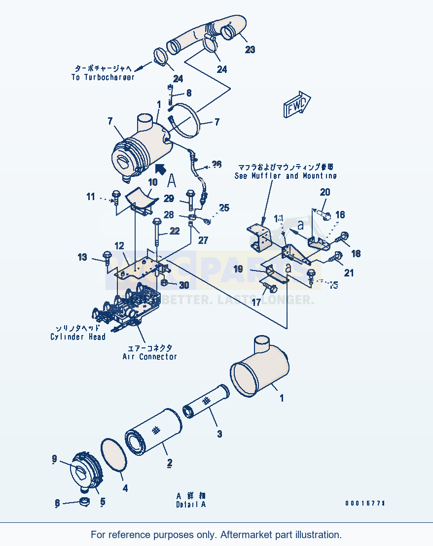 Komatsu WA250-5L Air Cleaner parts diagram