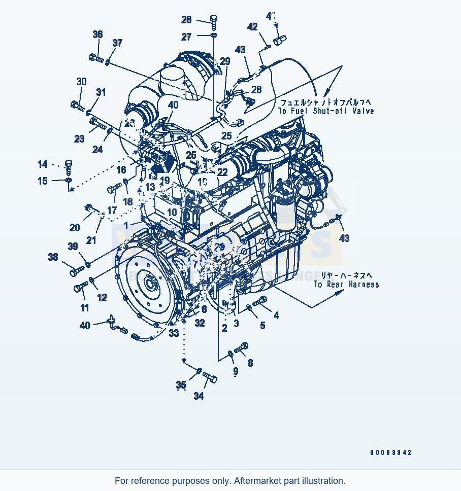 Komatsu WA250-5L Engine Wiring Harness (For Heater Or Canopy) parts diagram