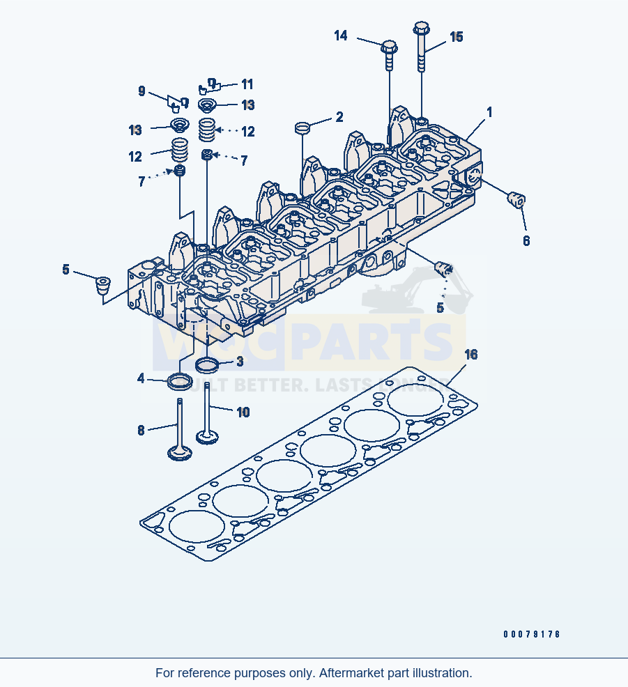 Komatsu WA250-5L Cylinder Head parts diagram