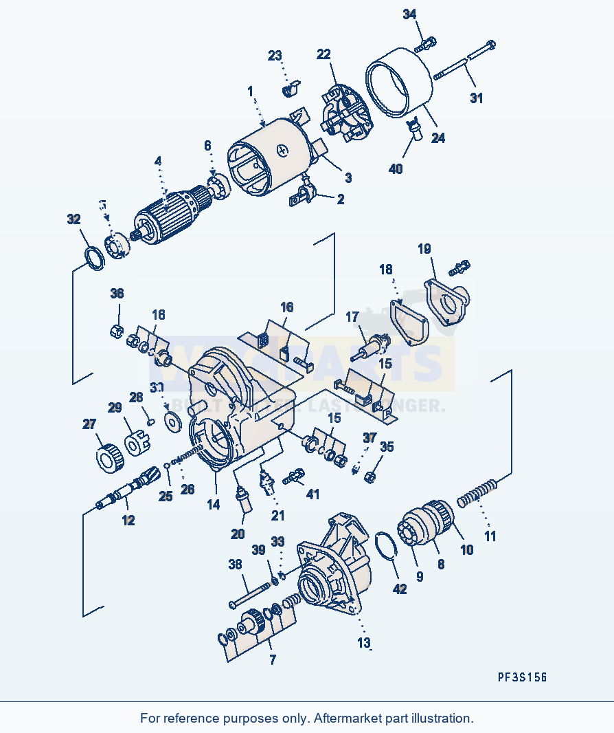 Komatsu WA250-5L Starting Motor (4.5Kw) parts diagram