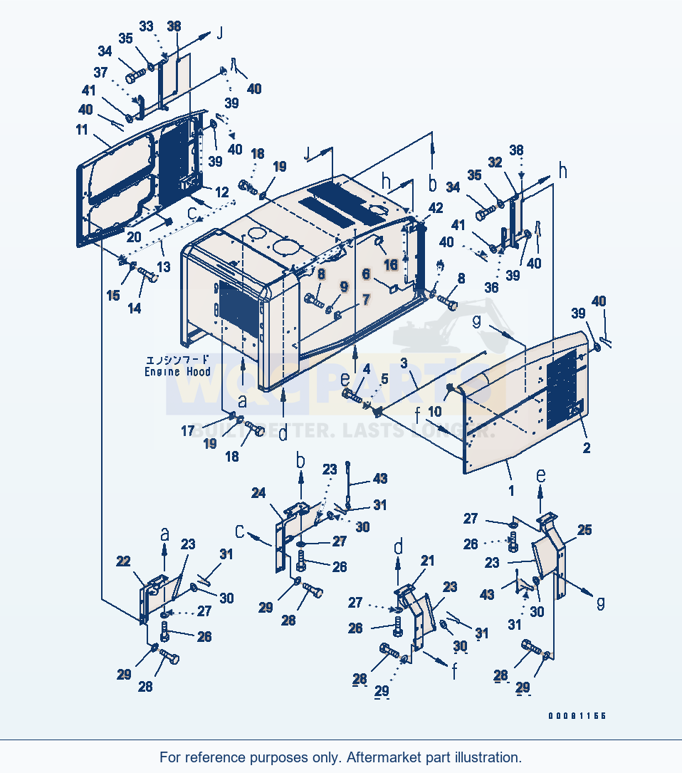 Komatsu WA250-5L Hood (Door For Rear Full Fender) parts diagram