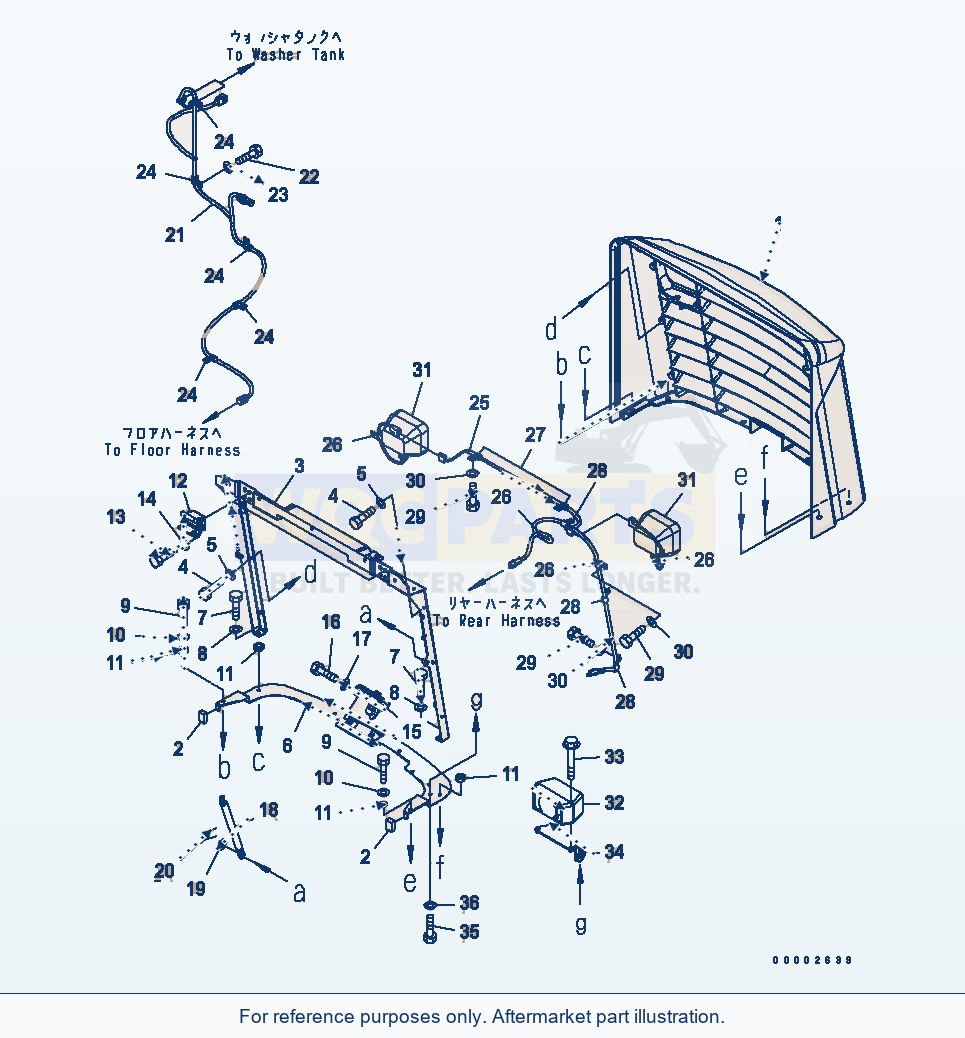 Komatsu WA250-5L Hood (Radiator Guard) parts diagram