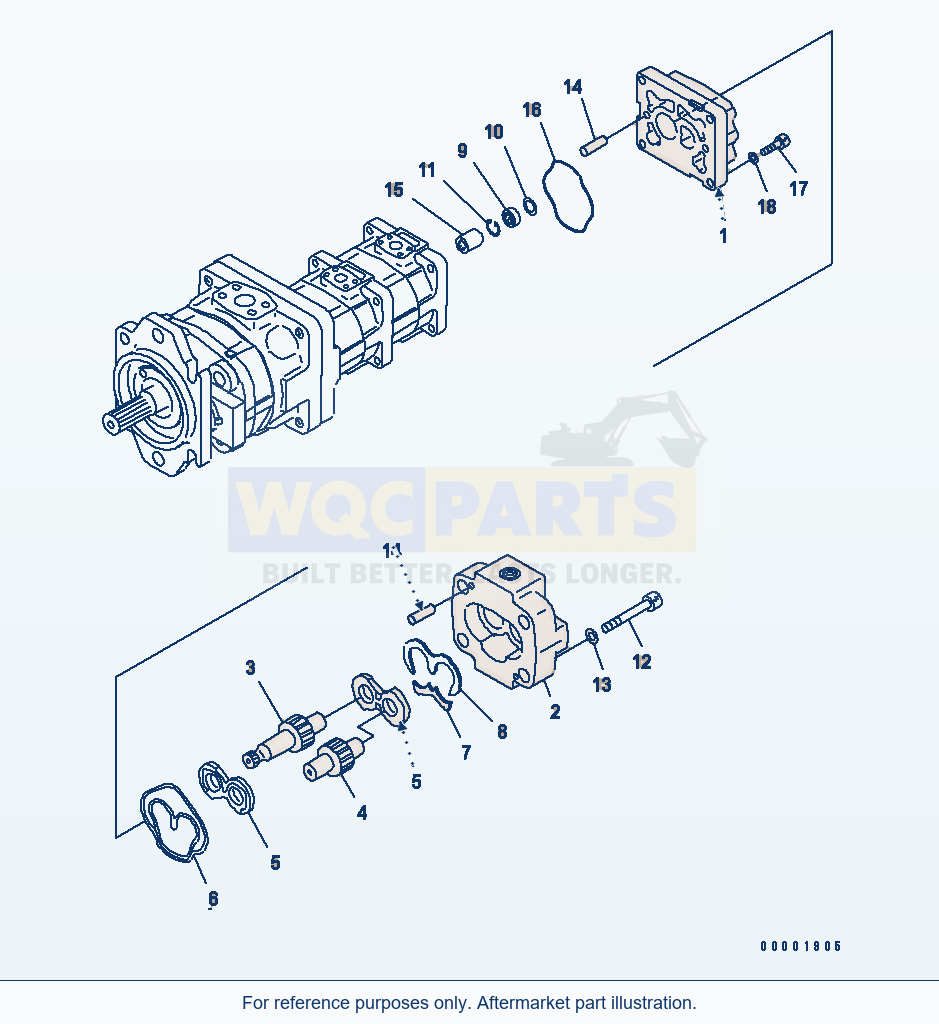 Komatsu WA250-5L 4-Gear Pump (Transfer Lubricating Pump) parts diagram