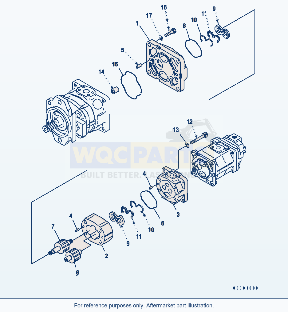 Komatsu WA250-5L 4-Gear Pump (Work Equipment Pump) parts diagram