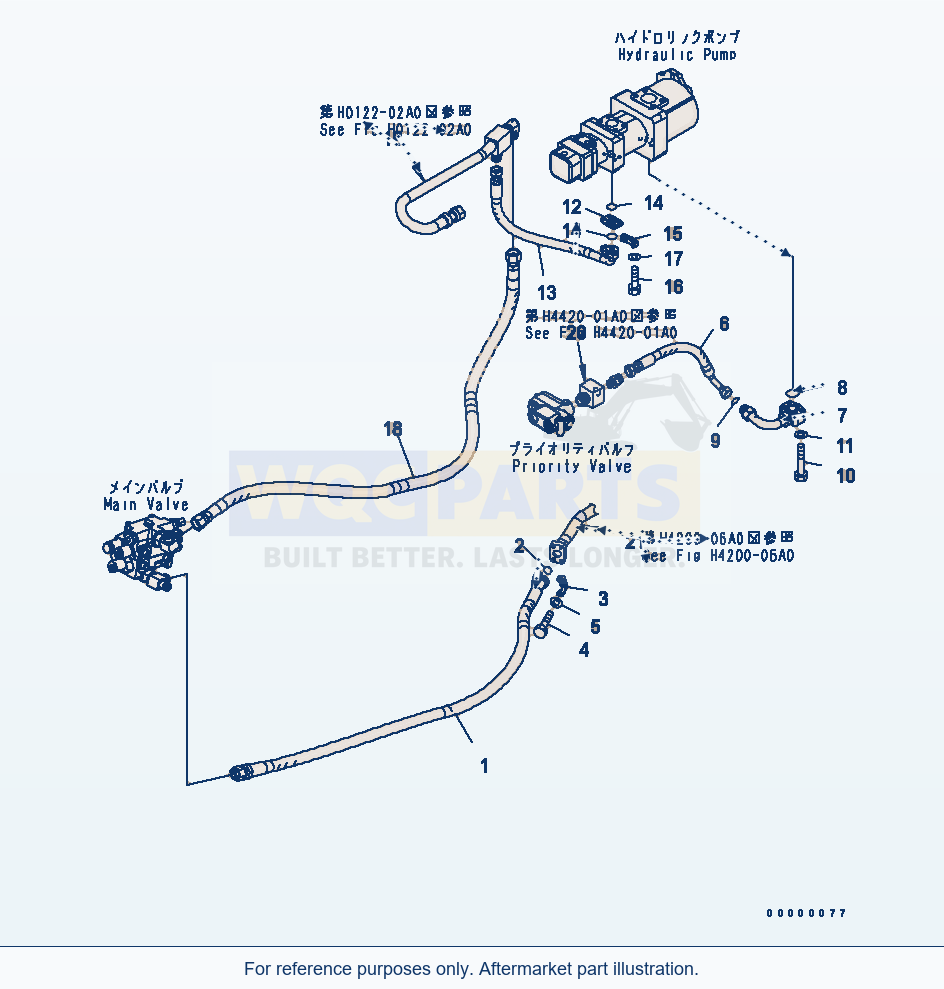 Komatsu WA250-5L Hydraulic Piping (Drain Line Hose) (3-Spool) parts diagram