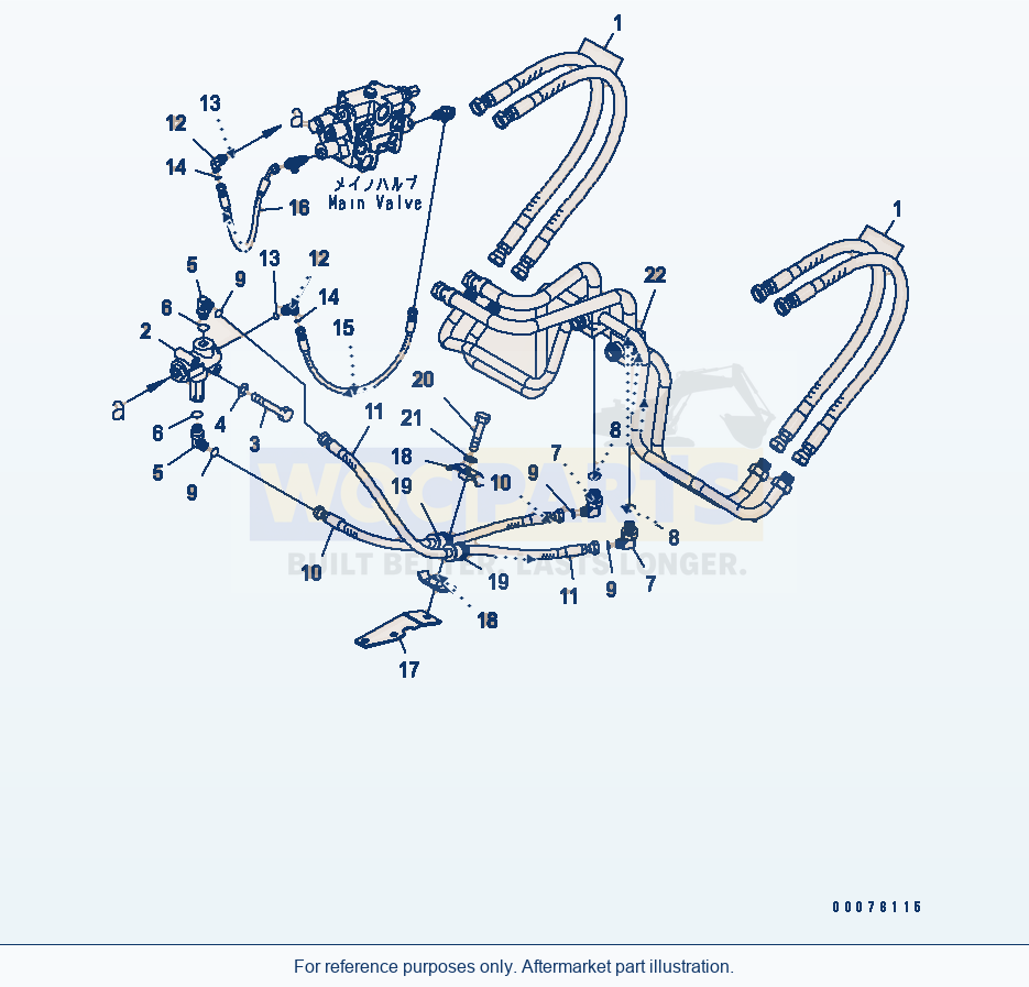 Komatsu WA250-5L Hydraulic Piping (Lift Cylinder Hose) parts diagram