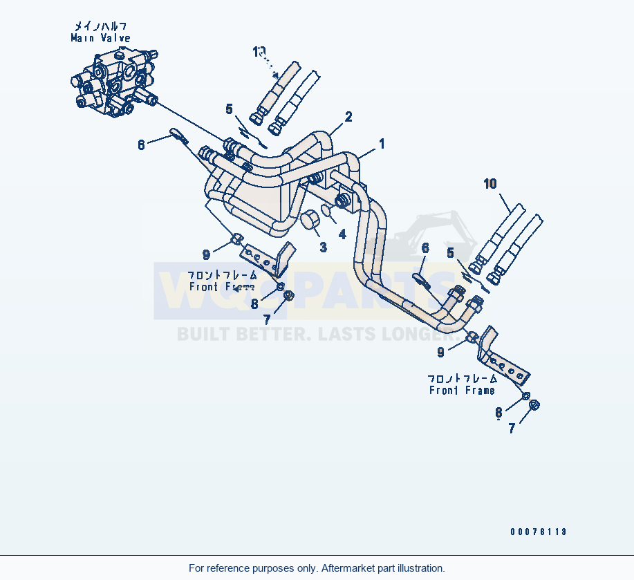 Komatsu WA250-5L Hydraulic Piping (Lift Cylinder Line) parts diagram