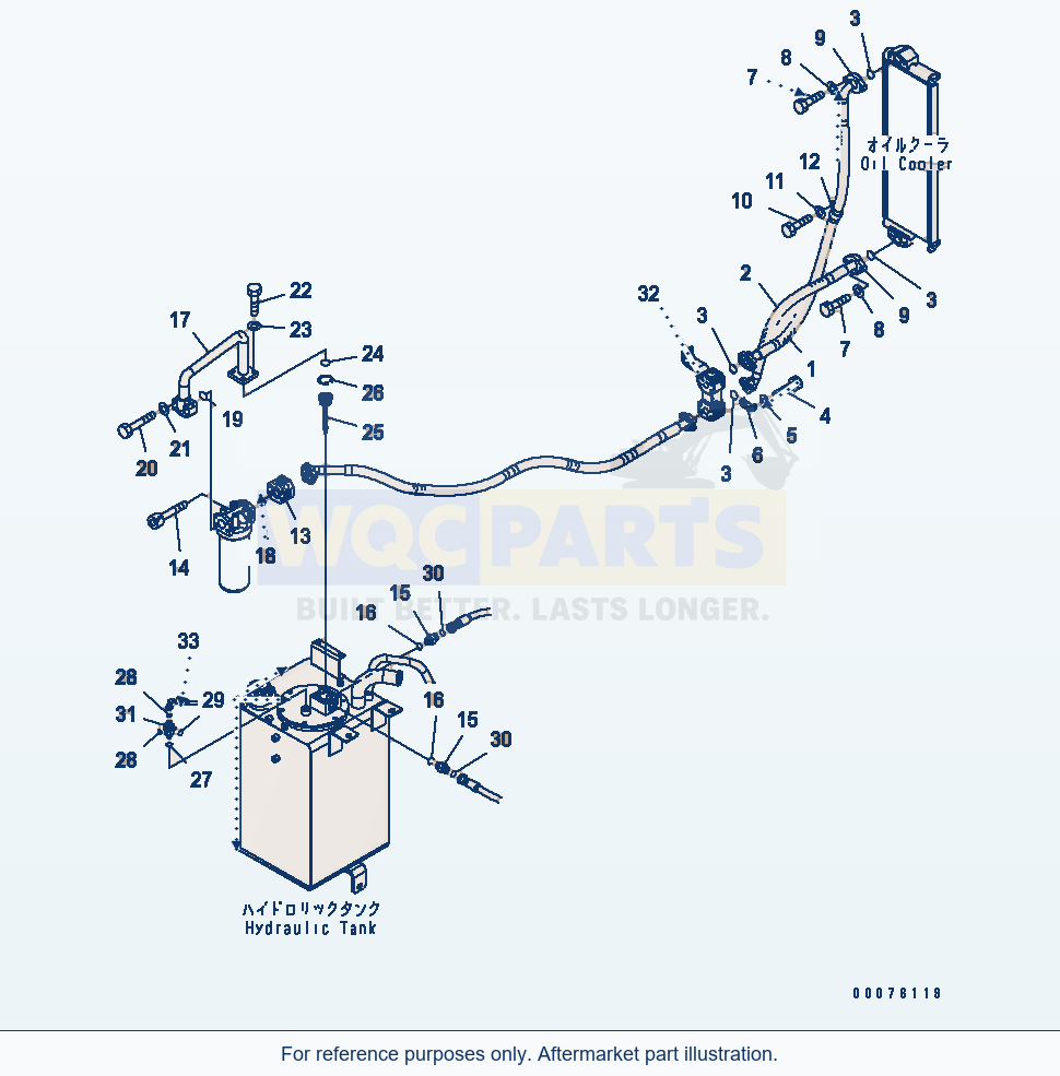 Komatsu WA250-5L Hydraulic Piping (Oil Cooler Return Line) parts diagram
