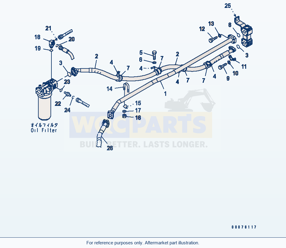 Komatsu WA250-5L Hydraulic Piping (Return Line) parts diagram