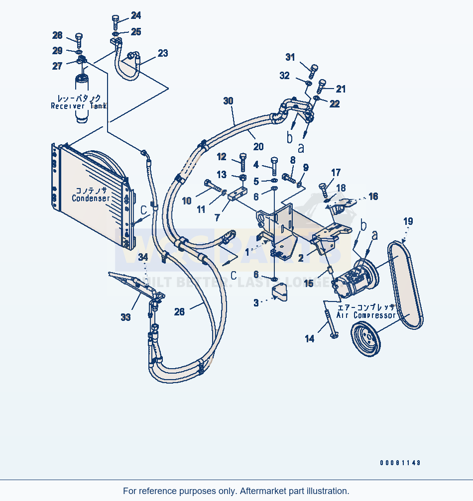 Komatsu WA250-5L Air Conditioner (Mounting And Piping) parts diagram