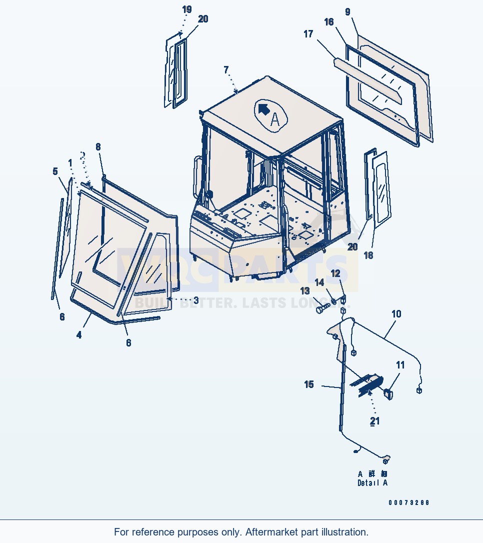 Komatsu WA250-5L Rops Cab (Body And Glass) parts diagram