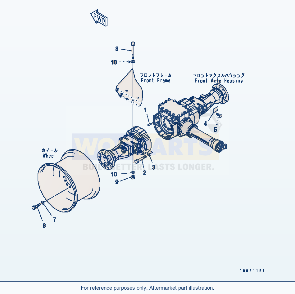 Komatsu WA250-5L Front Axle (Mounting Parts And Valve) parts diagram