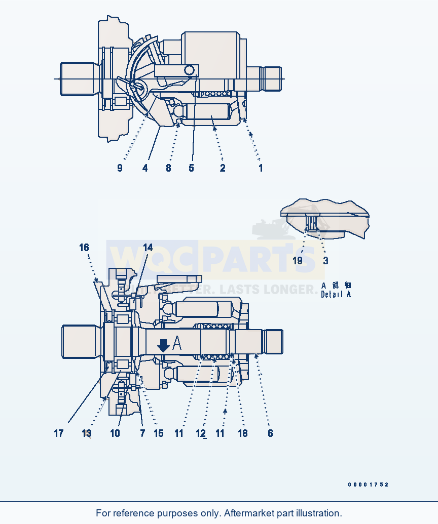 Komatsu WA250-5L Hst Pump (Rotary Group) parts diagram