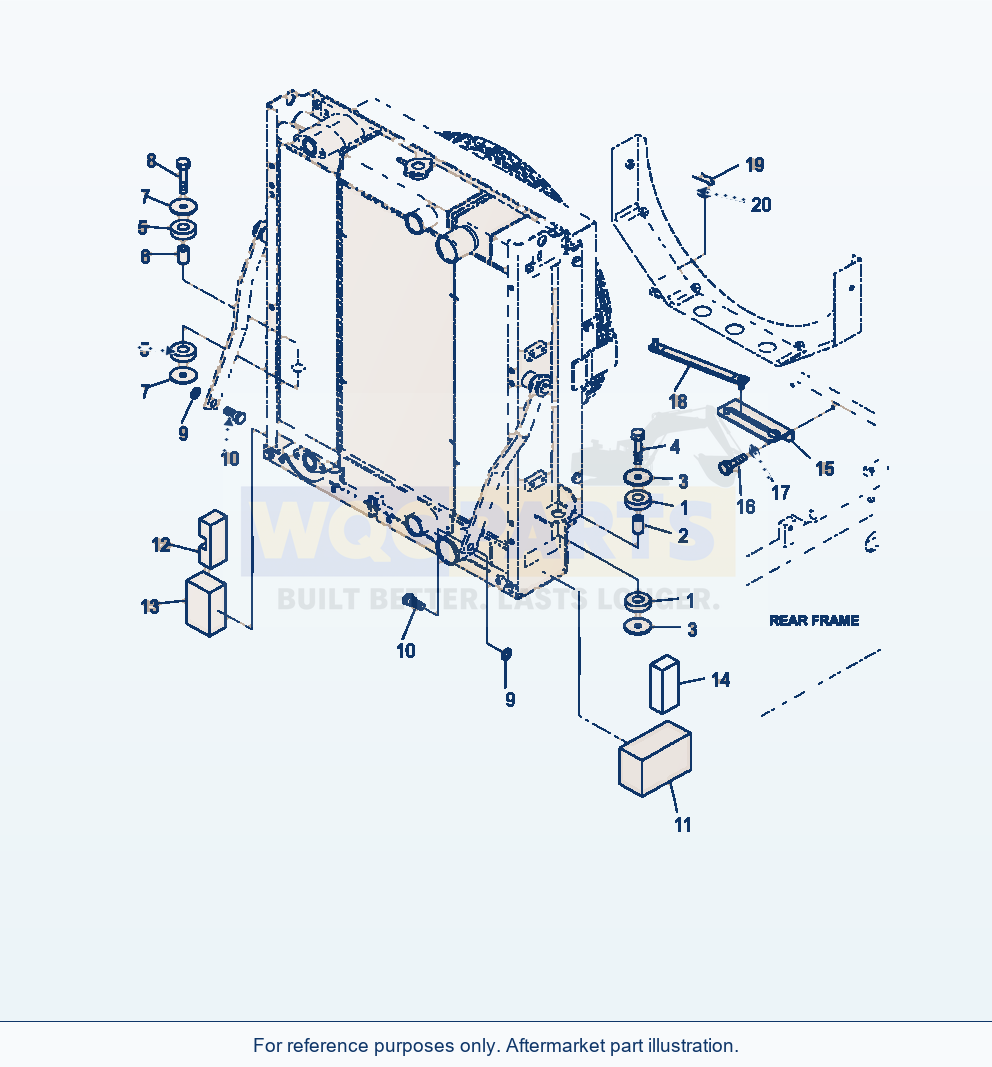 Komatsu WA250-6 Radiator Mounting parts diagram