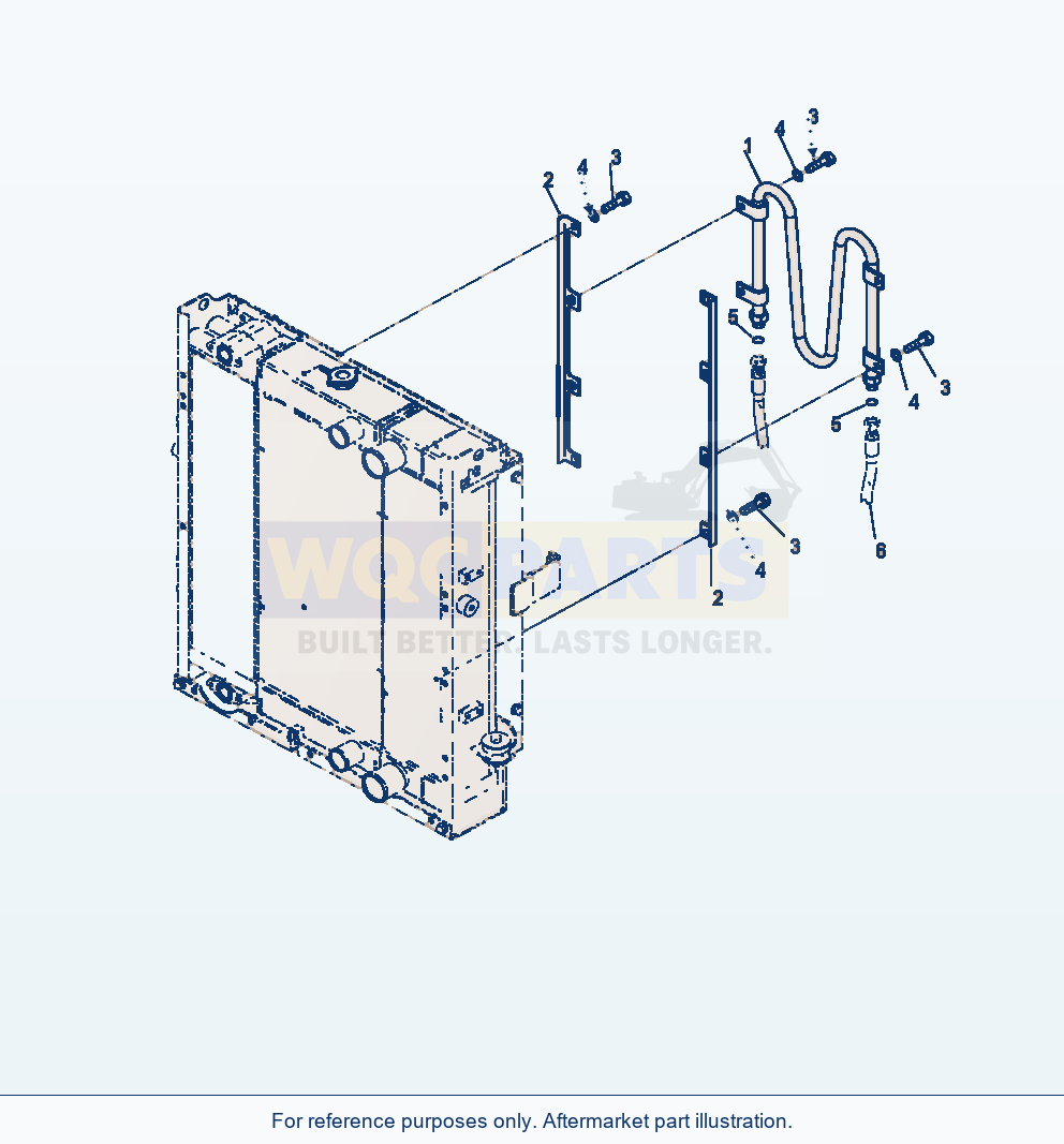 Komatsu WA250-6 Radiator Pipe Cooler parts diagram