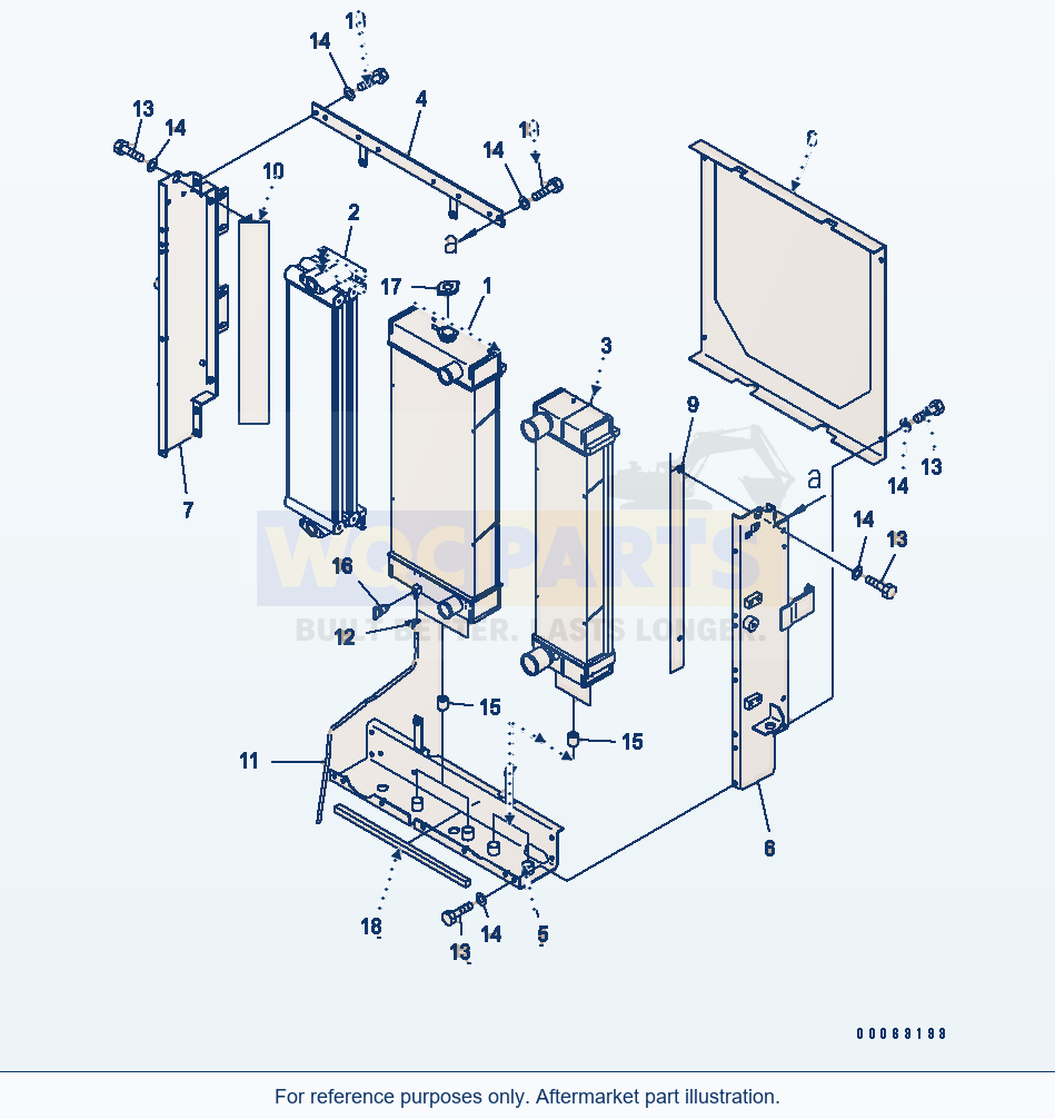 Komatsu WA250-6 Radiator Serial 75001-UP parts diagram