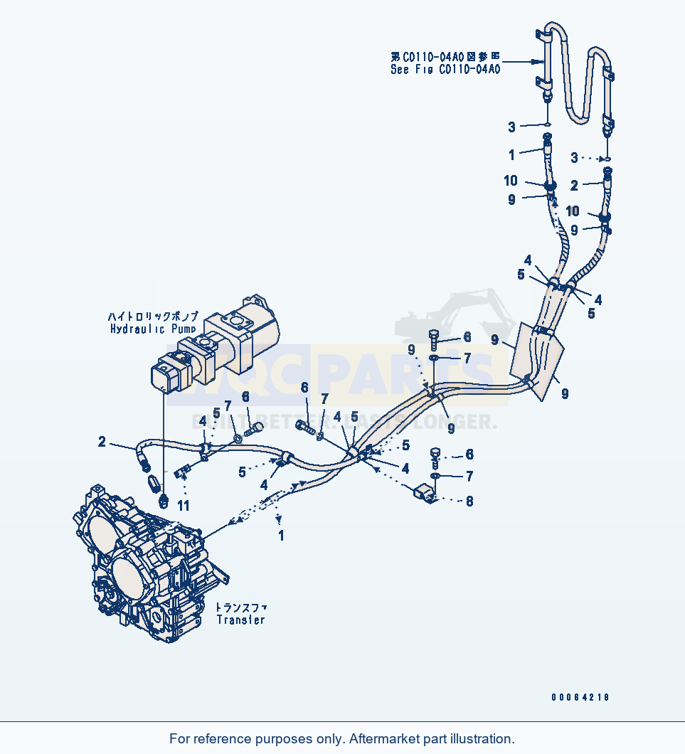 Komatsu WA250-6 Transfer Oil Cooler Serial 75001-UP parts diagram