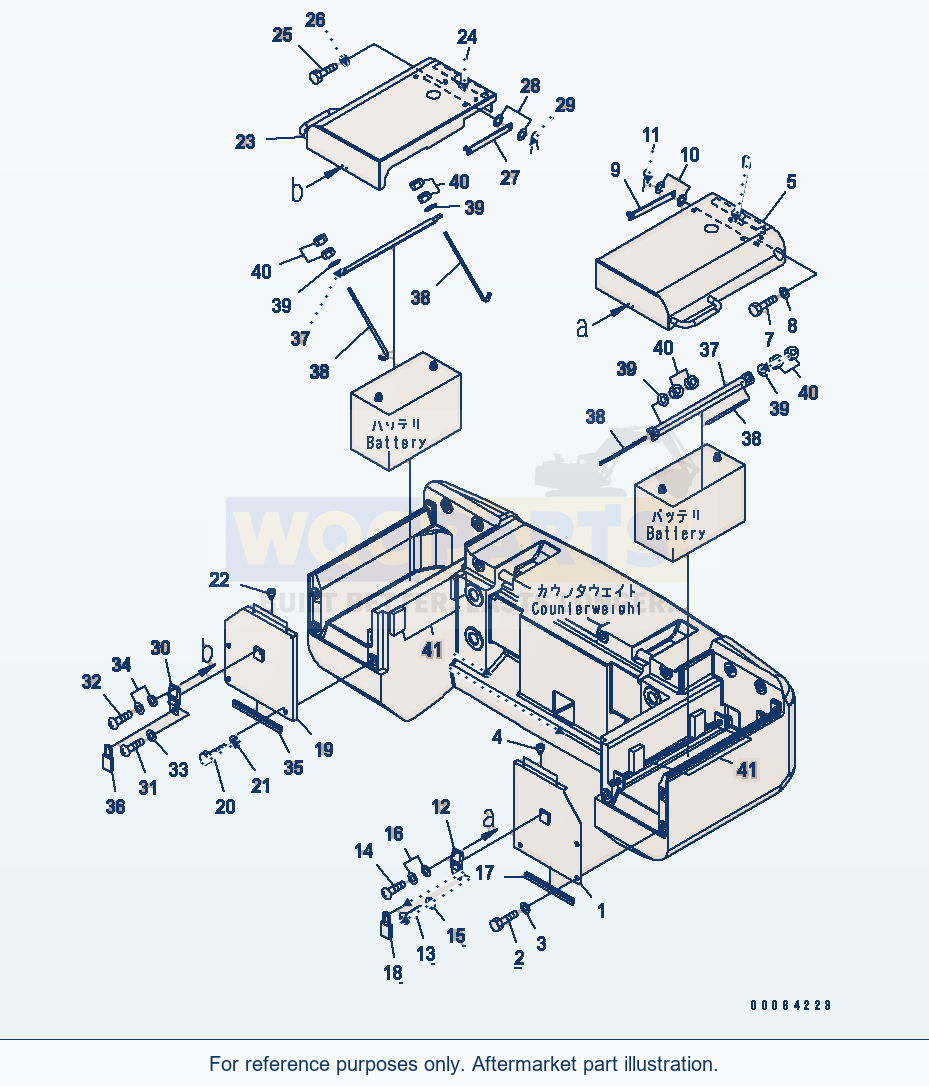 Komatsu WA250-6 Battery Box Serial 75001-UP parts diagram