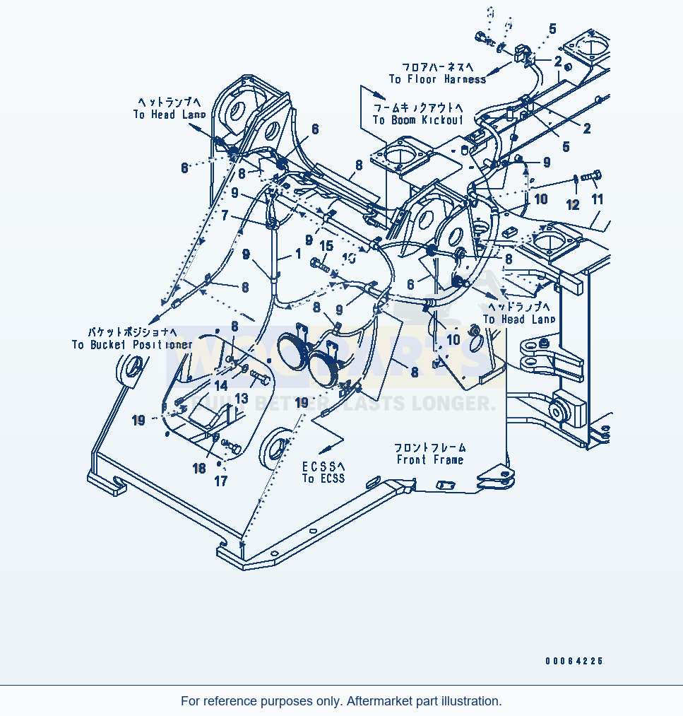 Komatsu WA250-6 Front Harness (Boom Kick Out) Serial 75001-UP parts diagram