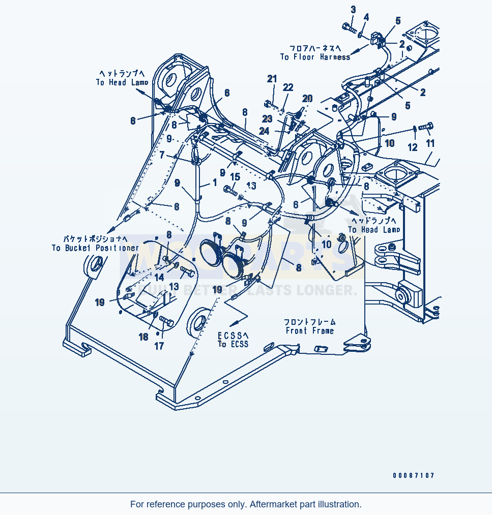 Komatsu WA250-6 Front Harness Serial 75001-UP parts diagram