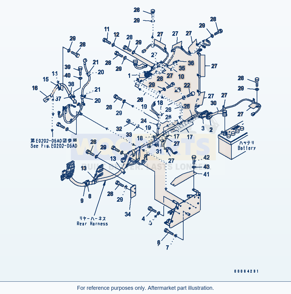 Komatsu WA250-6 Rear Harness (Mounting Parts) Serial 75001-UP parts diagram