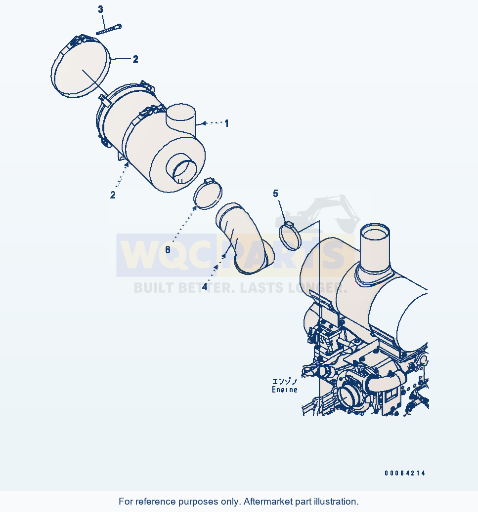 Komatsu WA250-6 Air Cleaner Serial 75001-UP (FOR NORTH AMERICA) parts diagram