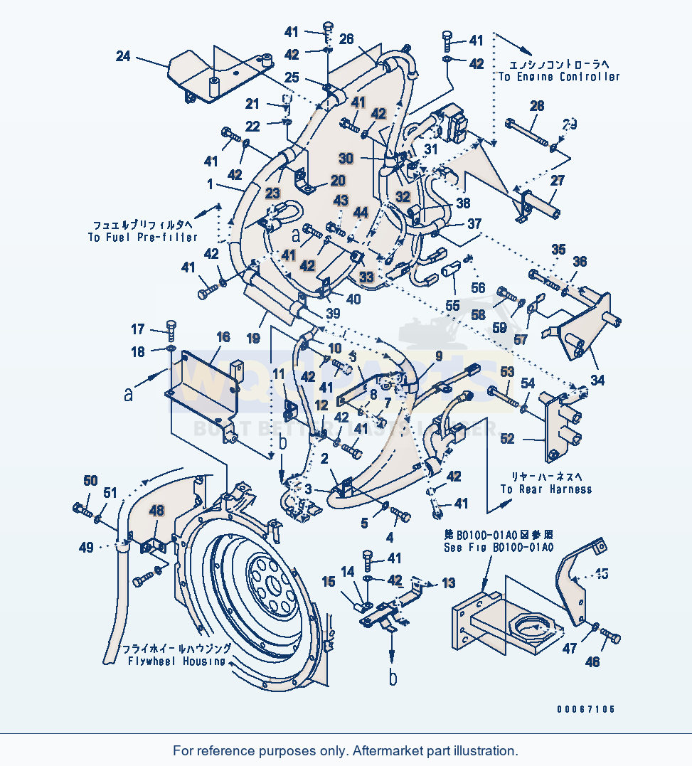 Komatsu WA250-6 Engine Harness Serial 75001-UP parts diagram