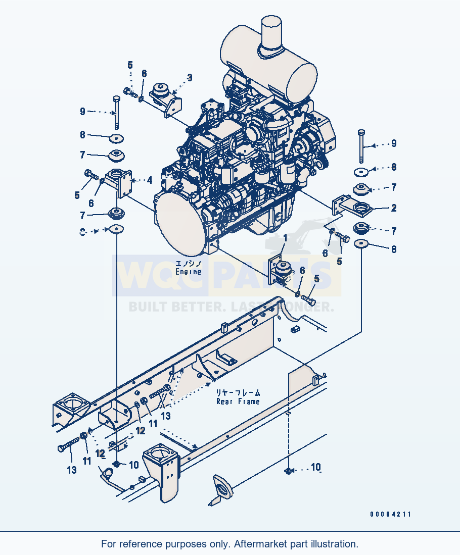 Komatsu WA250-6 Engine Mount Serial 75001-UP parts diagram