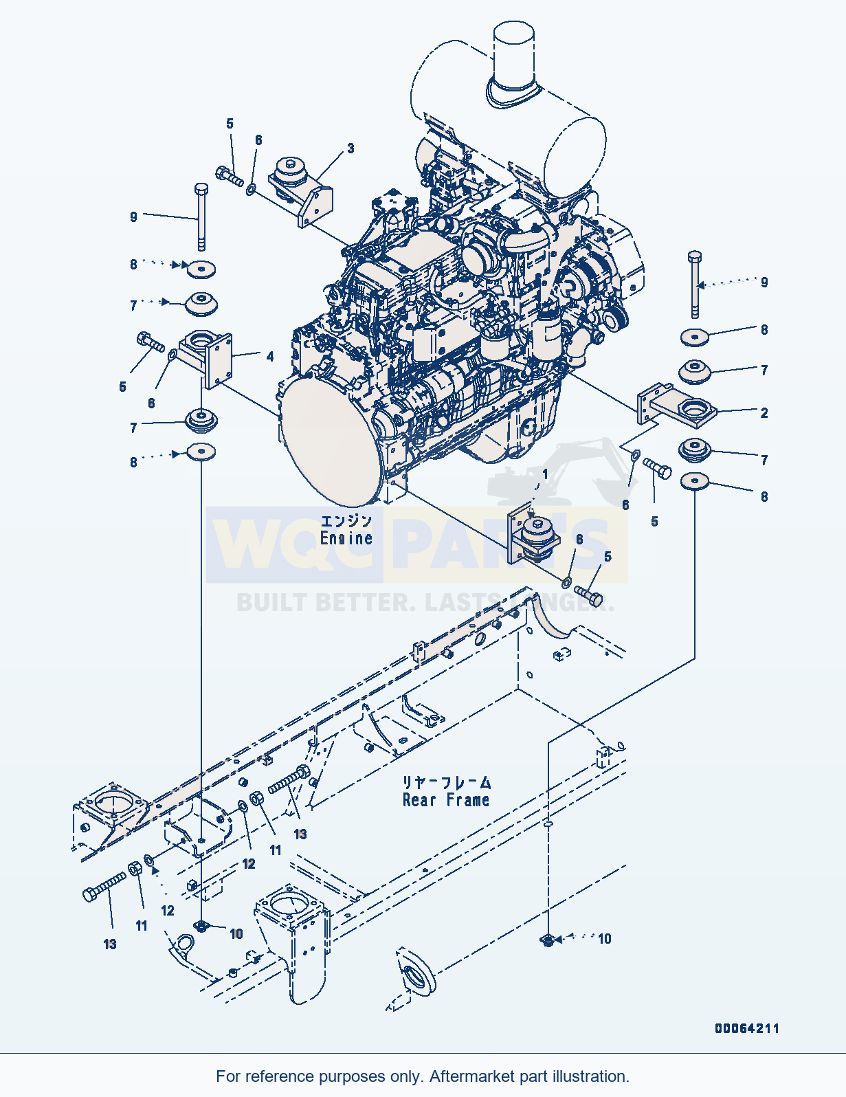 Komatsu WA250-6 Engine Mounting (#75053-) Serial 75053-UP parts diagram
